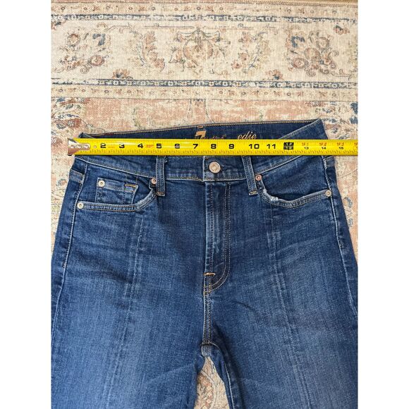 7 For All Mankind Edie Straight Leg Jeans Size 27 Raw Hem Eyelet Detail - Picture 7 of 10